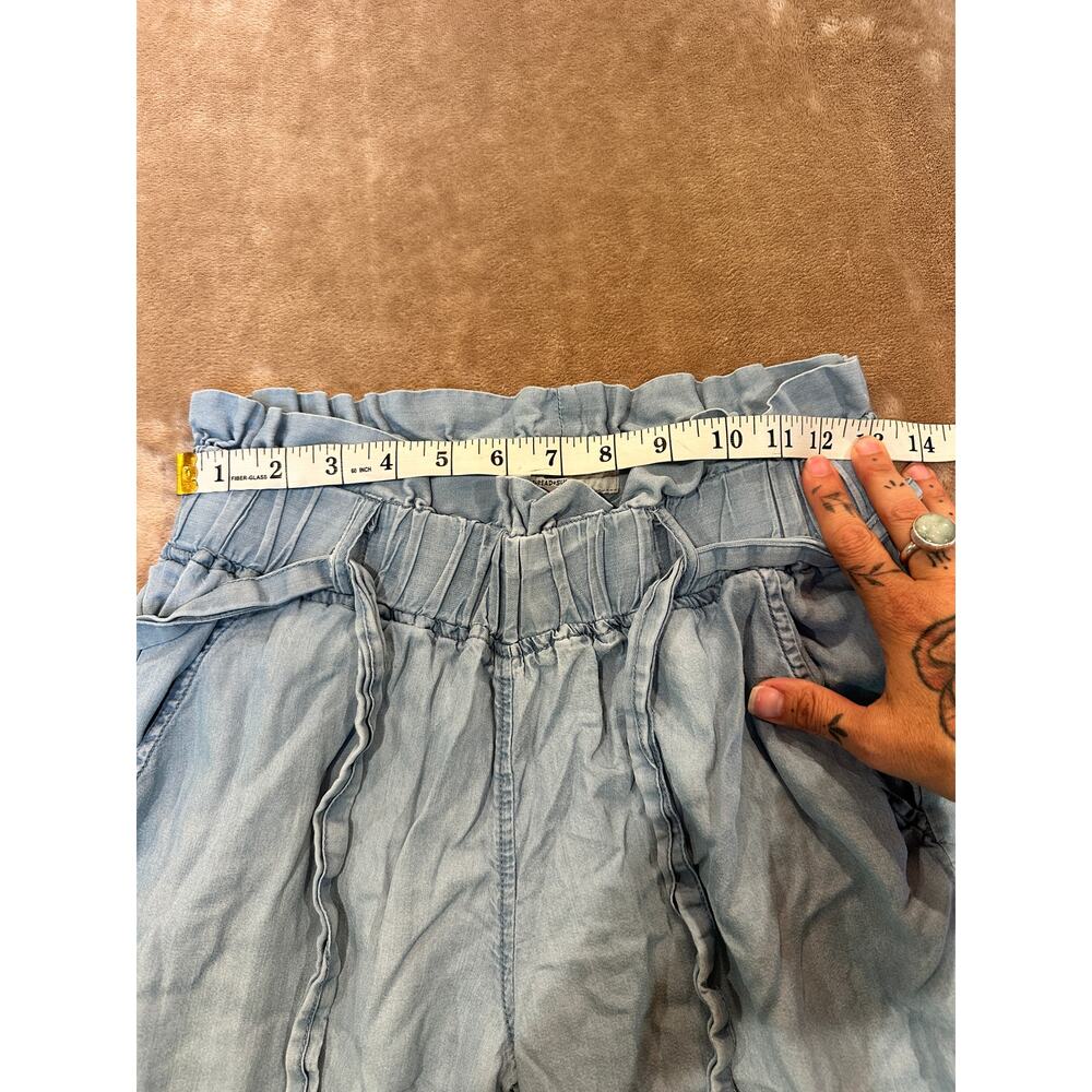 Thread & Supply Chambray Wide Leg Pants Small Paperbag Waist Drawstring Lyocell - Picture 7 of 11